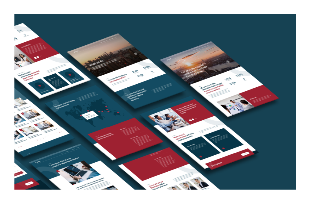 Branding and Design Mockups of the website development for a financial company